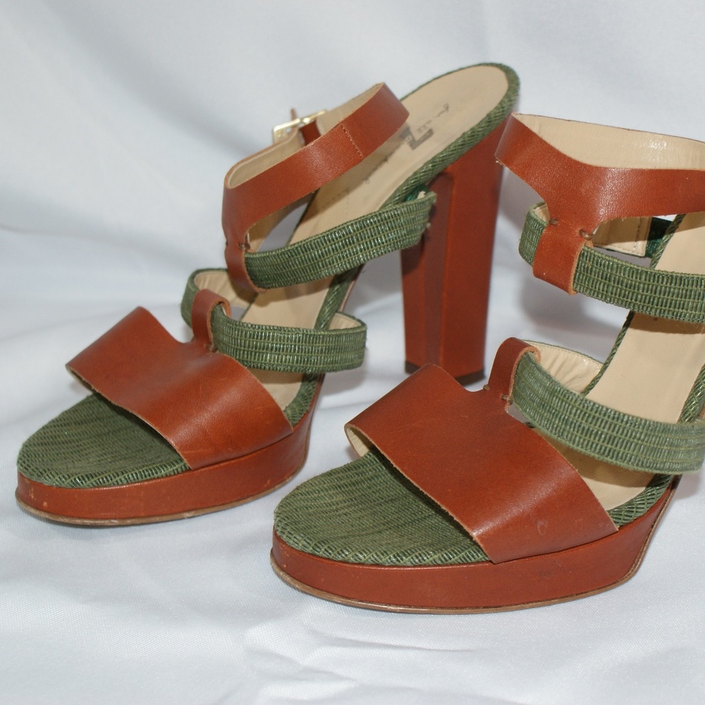 7 For All Mankind Leather Pumps Block Heel Size 9